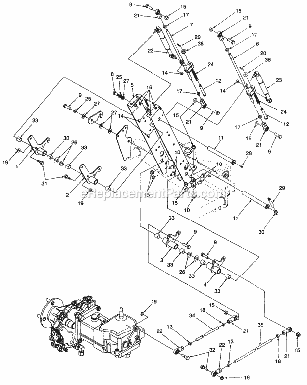 Drive Controls And Support Tower Diagram and Parts List for Z54L 53AC365K100 Cub Cadet Lawn Mower